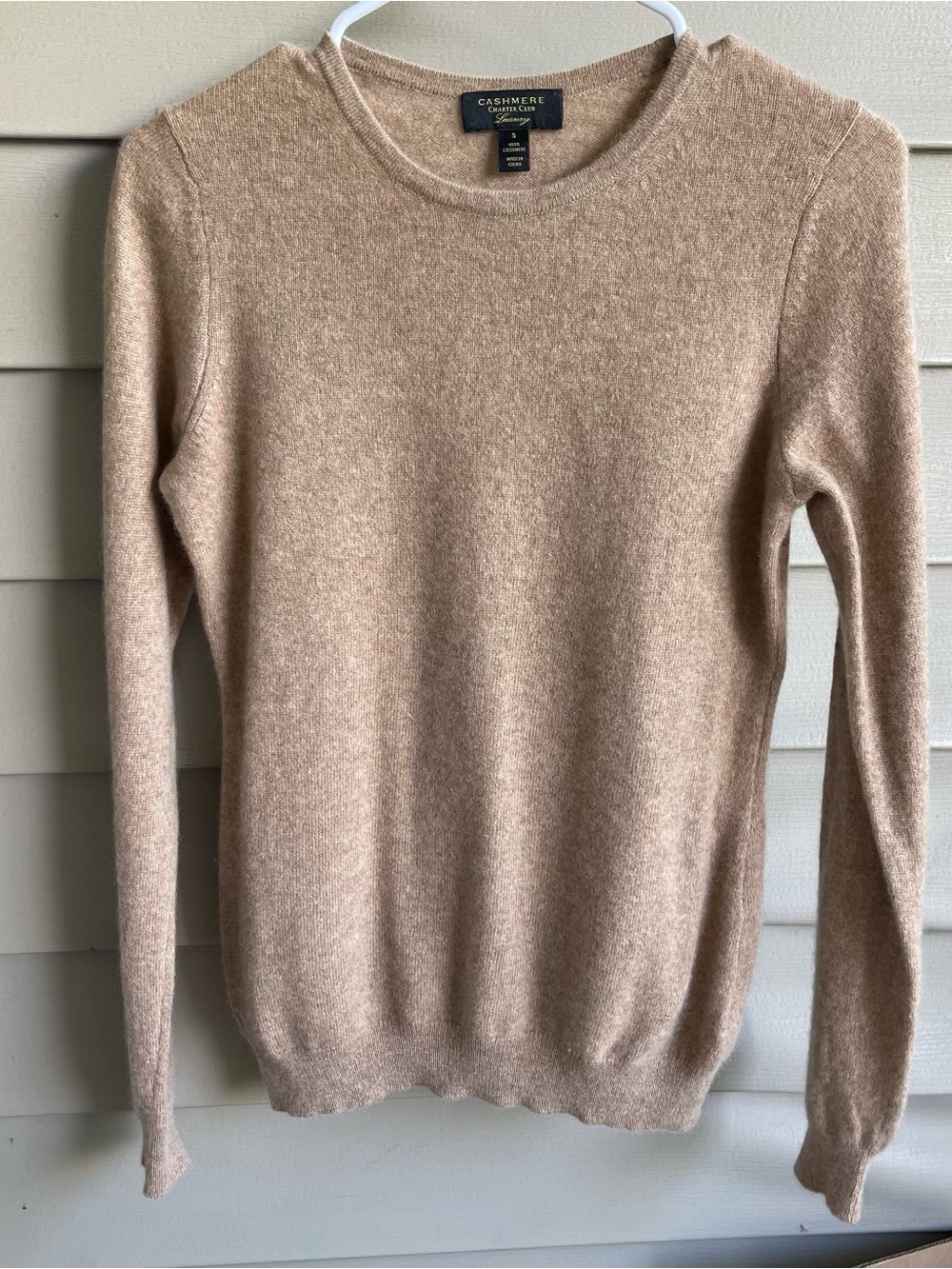Charter Club Luxury Cashmere Sweater Womens Small Camel Tan Crewneck Money